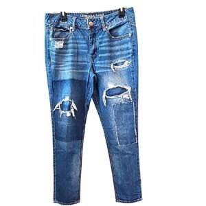 American Eagle Outfitters Women's Tomgirl Blue Cropped Jeans Size 8